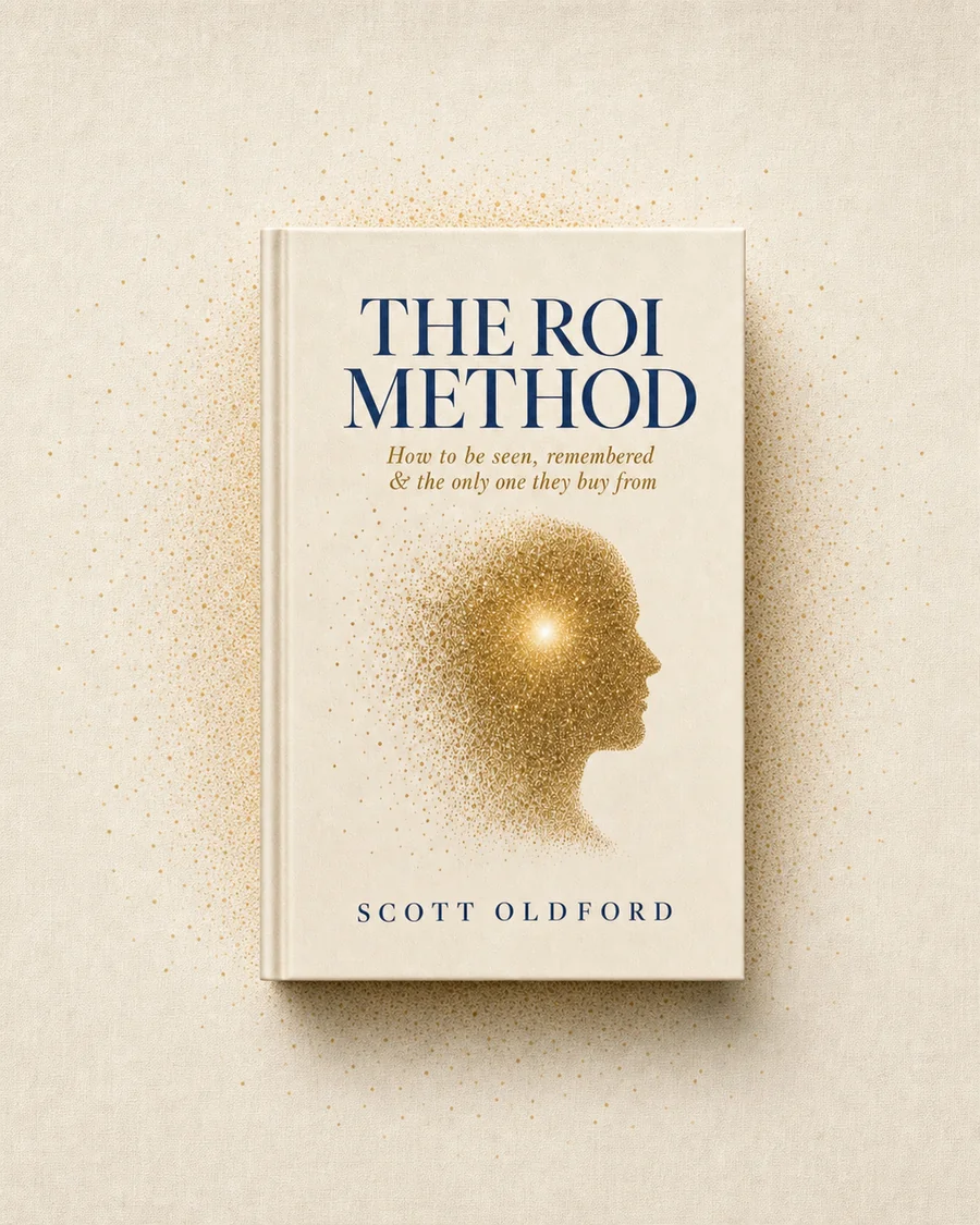 The ROI Method book on a cream textured surface.